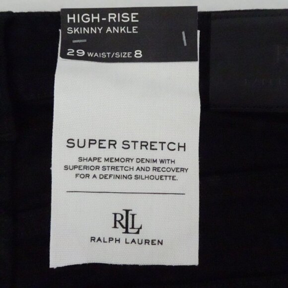 Ralph Lauren Skinny Ankle Jeans Women's Size 8 Black Beaded Stretch Denim - Picture 10 of 13